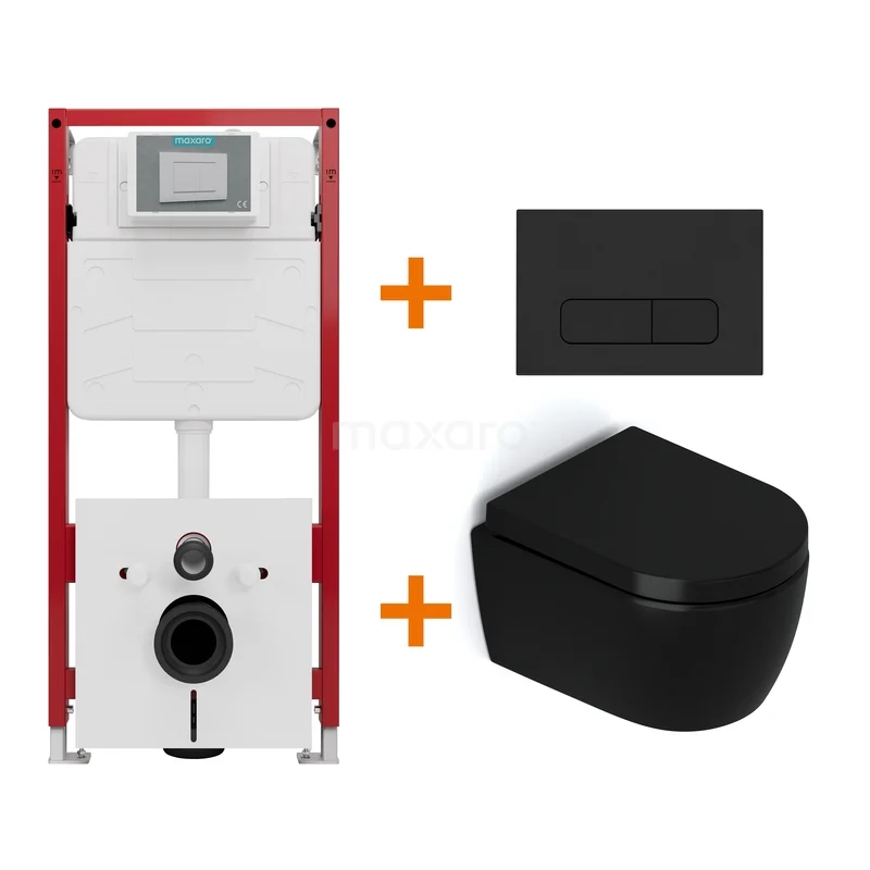 WC-Set Matt Schwarz ohne Rand + Unterputzspülkasten Maxaro Flush TOI1155 WC-Set Matt Schwarz ohne Rand + Unterputzspülkasten Maxaro Flush TOI1155