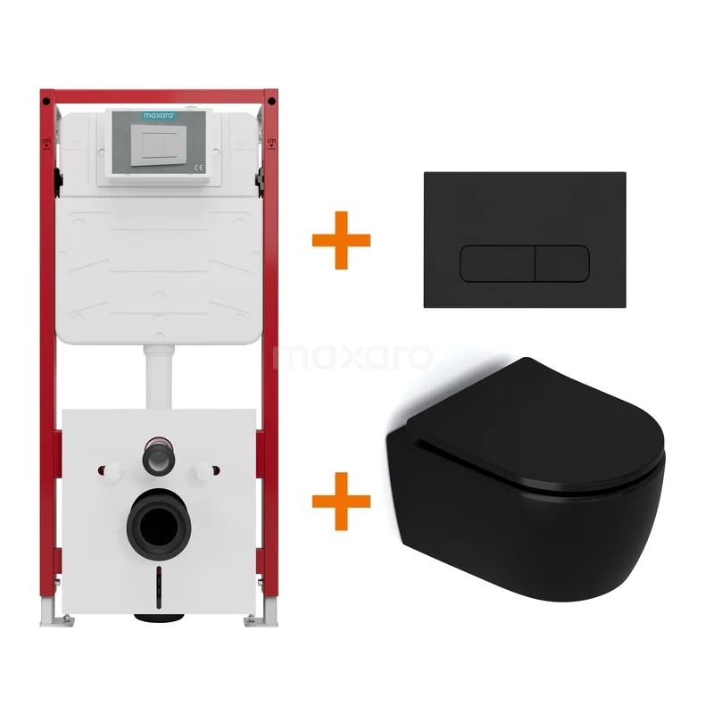 WC-Set Matt Schwarz ohne Rand + Unterputzspülkasten Maxaro Flush TOI1156 WC-Set Matt Schwarz ohne Rand + Unterputzspülkasten Maxaro Flush TOI1156
