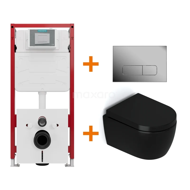 WC-Set Matt Schwarz ohne Rand + Unterputzspülkasten Maxaro Flush TOI1353 WC-Set Matt Schwarz ohne Rand + Unterputzspülkasten Maxaro Flush TOI1353