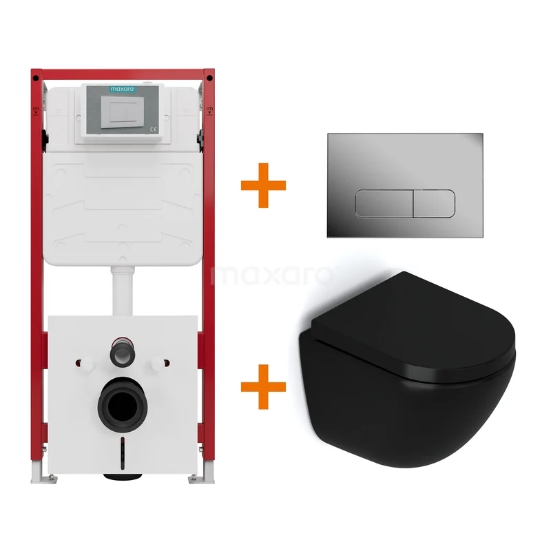 WC-Set Matt Schwarz ohne Rand + Unterputzspülkasten Maxaro Flush TOI1362 WC-Set Matt Schwarz ohne Rand + Unterputzspülkasten Maxaro Flush TOI1362