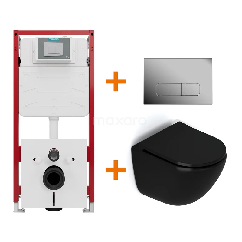 WC-Set Matt Schwarz ohne Rand + Unterputzspülkasten Maxaro Flush TOI1363 WC-Set Matt Schwarz ohne Rand + Unterputzspülkasten Maxaro Flush TOI1363