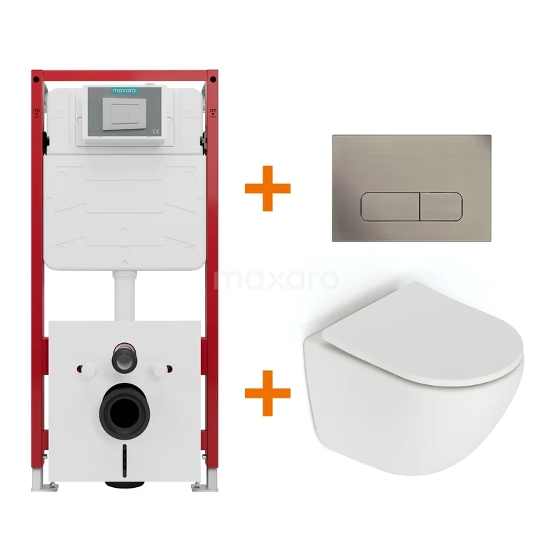 Toiletset Mat wit zonder Spoelrand + Maxaro Flush inbouwreservoir TOI1427