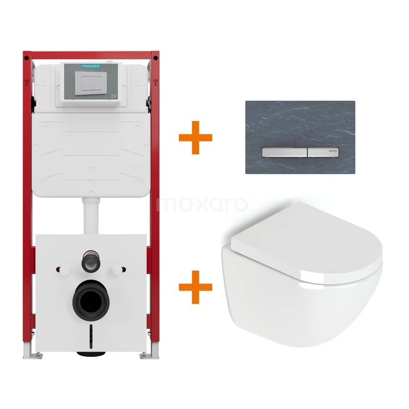 Toilet set High-gloss white without rim + Maxaro Flush concealed cisterns TOI1622 Toilet set High-gloss white without rim + Maxaro Flush concealed cisterns TOI1622