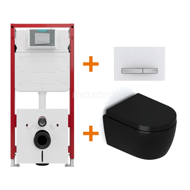 WC-Set Matt Schwarz ohne Rand + Unterputzspülkasten Maxaro Flush TOI1716 WC-Set Matt Schwarz ohne Rand + Unterputzspülkasten Maxaro Flush TOI1716