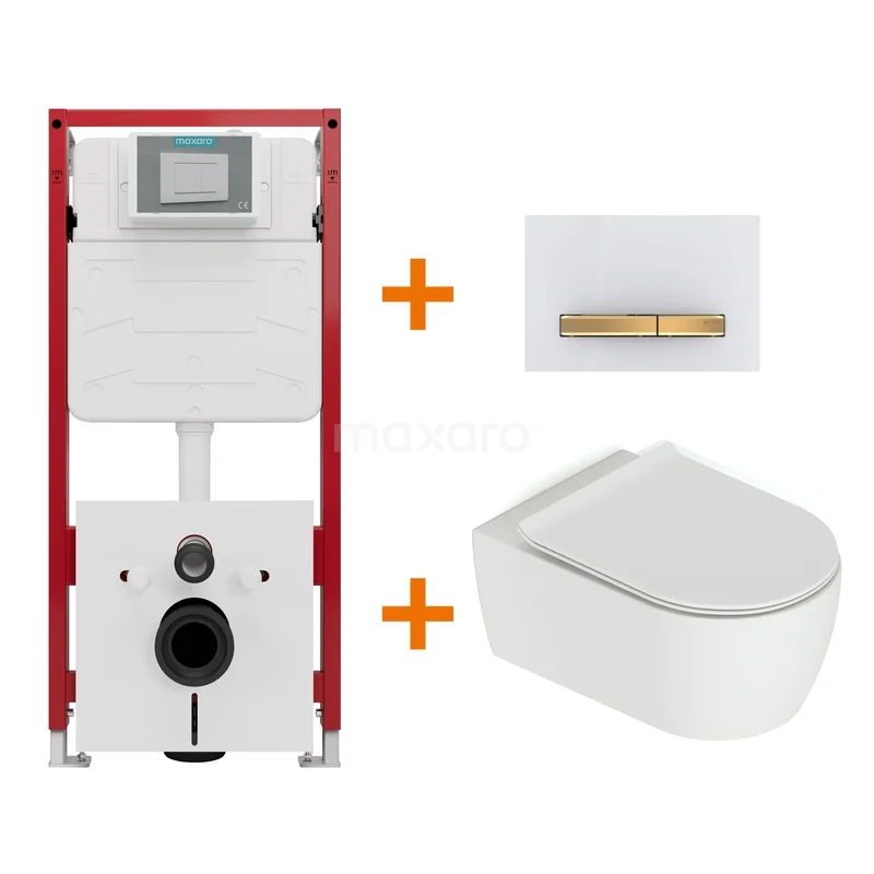 Toilet set Matte white with flush surround + Maxaro Flush concealed cisterns TOI1736 Toilet set Matte white with flush surround + Maxaro Flush concealed cisterns TOI1736