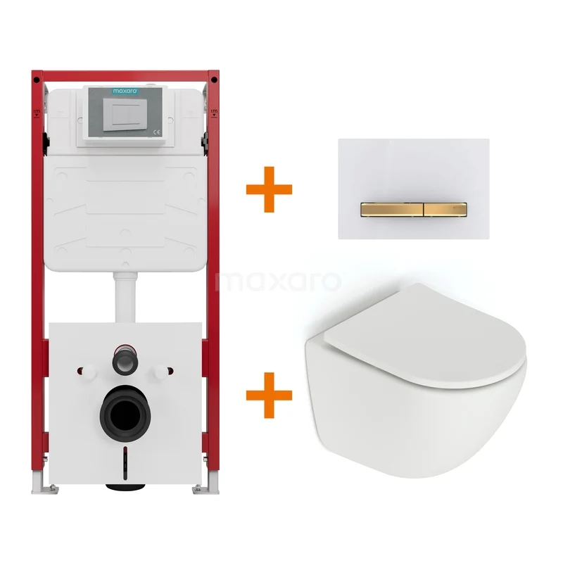 Toilet set Matte white without rim + Maxaro Flush concealed cisterns TOI1757 Toilet set Matte white without rim + Maxaro Flush concealed cisterns TOI1757