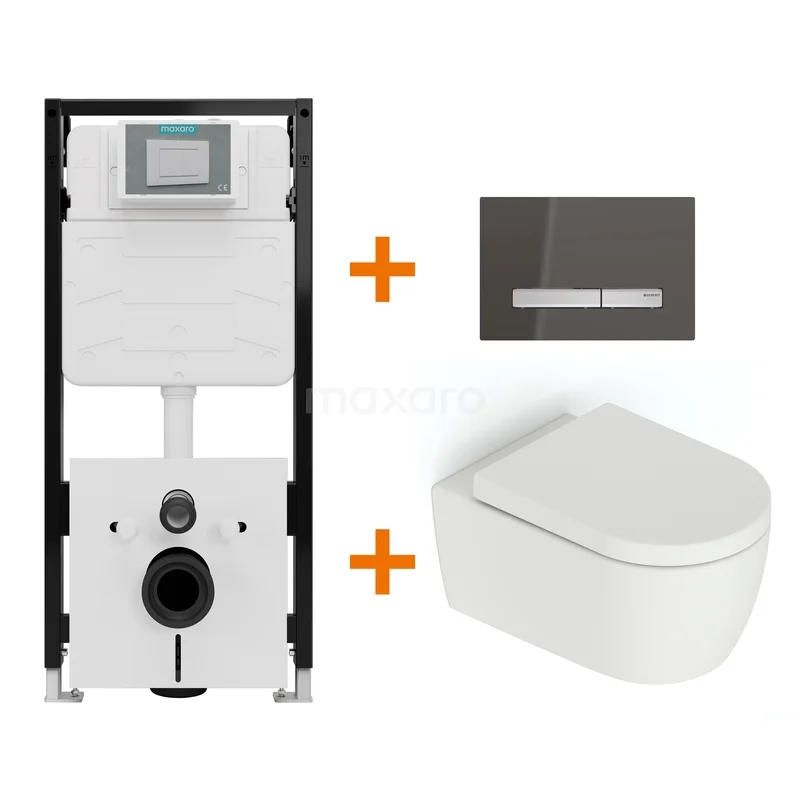 Toilet set Matte white without rim + Maxaro Flush Pro concealed cistern with sound insulation TOI2432