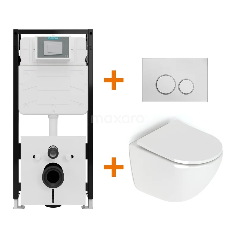 WC-Set Hochglanz Weiß ohne Rand + Maxaro Flush Slim Pro Unterputzspülkasten mit Schalldämmung TOI2811 WC-Set Hochglanz Weiß ohne Rand + Maxaro Flush Slim Pro Unterputzspülkasten mit Schalldämmung TOI2811