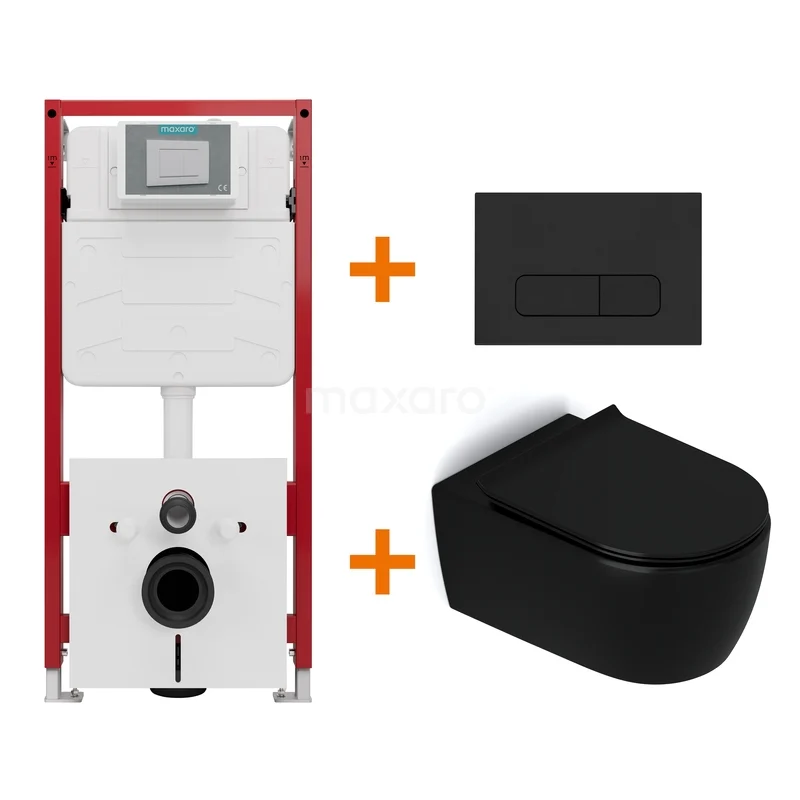 WC-Set Matt Schwarz ohne Rand + Unterputzspülkasten Maxaro Flush TOI1154 WC-Set Matt Schwarz ohne Rand + Unterputzspülkasten Maxaro Flush TOI1154