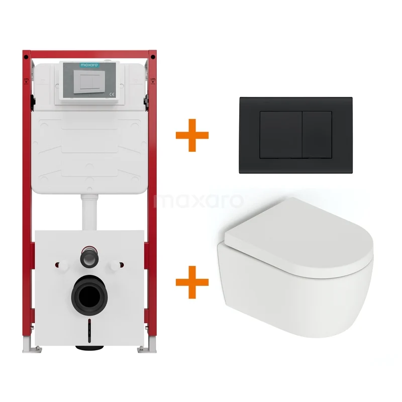 Toilet set Matte white without rim + Maxaro Flush concealed cisterns TOI1114 Toilet set Matte white without rim + Maxaro Flush concealed cisterns TOI1114