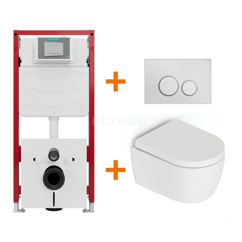 Toilet set Matte white without rim + Maxaro Flush concealed cisterns TOI1279 Toilet set Matte white without rim + Maxaro Flush concealed cisterns TOI1279
