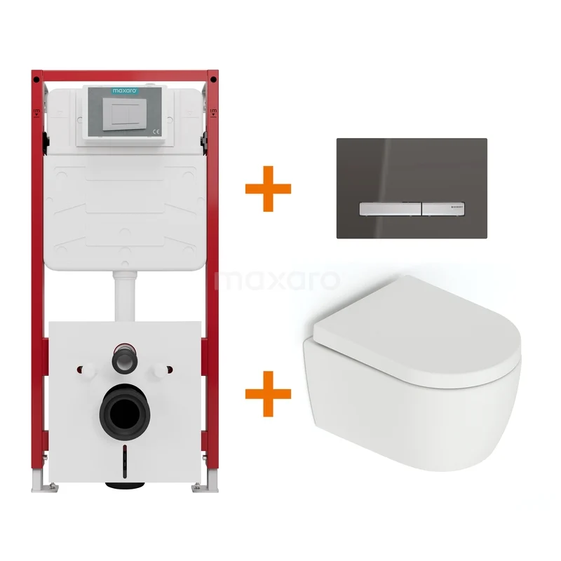 Toiletset Mat wit zonder Spoelrand + Maxaro Flush inbouwreservoir TOI1675