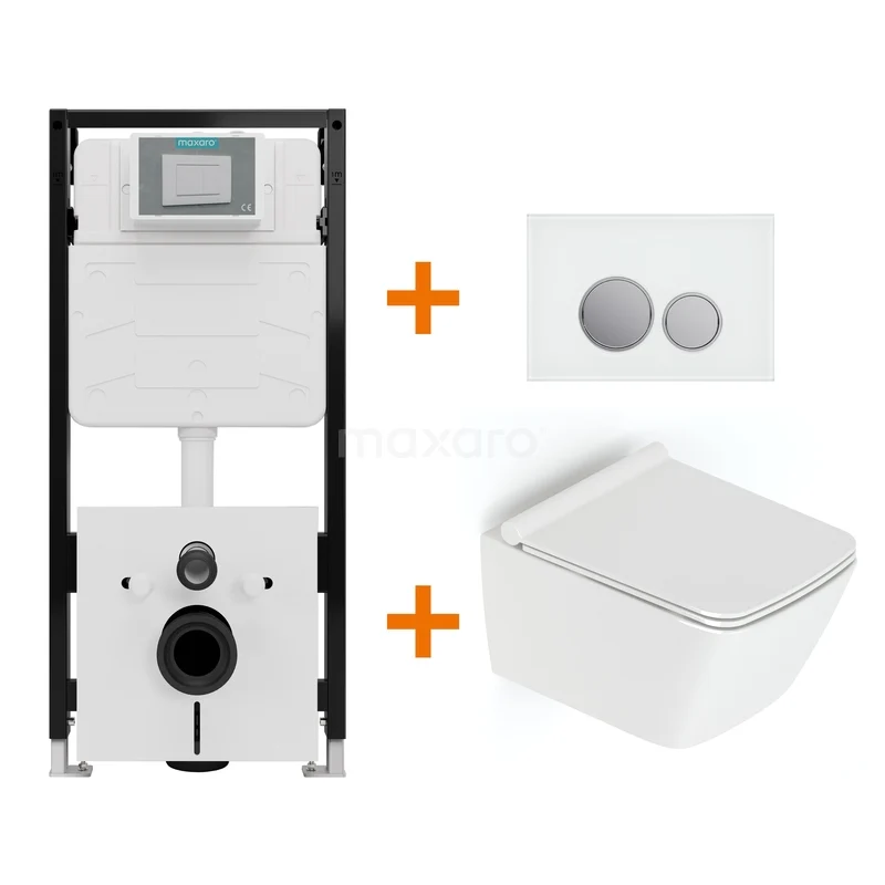 Toilet set High-gloss white with rim + Maxaro Flush Pro concealed cistern with sound insulation TOI2279 Toilet set High-gloss white with rim + Maxaro Flush Pro concealed cistern with sound insulation TOI2279