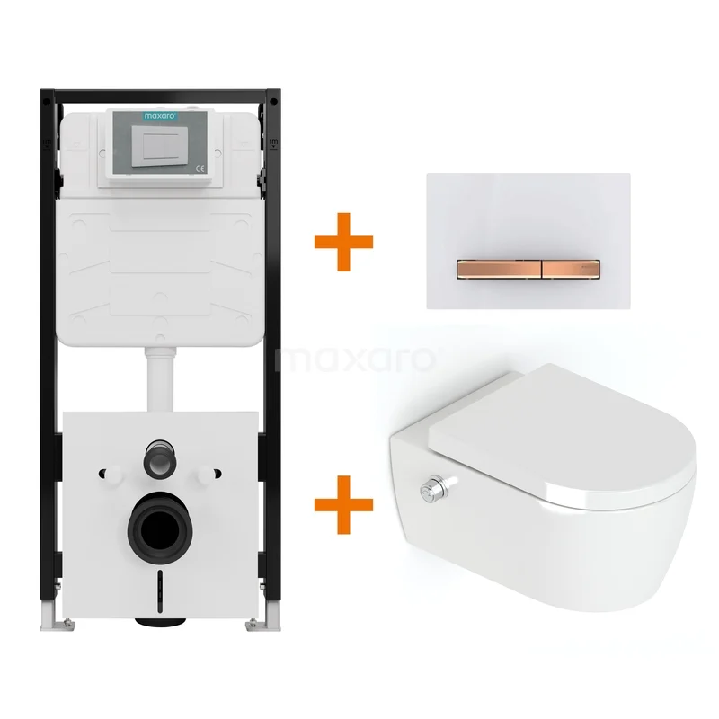 Toilet set High-gloss white Bidet without rim + Maxaro Flush Pro concealed cistern with sound insulation TOI2346 Toilet set High-gloss white Bidet without rim + Maxaro Flush Pro concealed cistern with sound insulation TOI2346