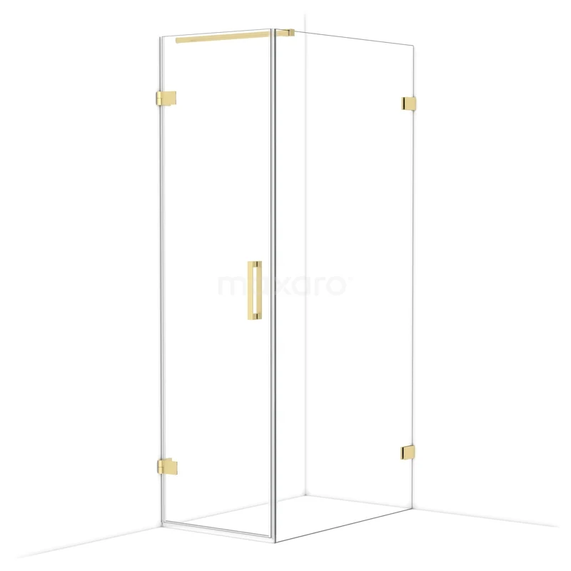 Diamond Shower enclosure | 100x60 cm Light gold Clear glass Pivot door Rectangle CDA210610120LG