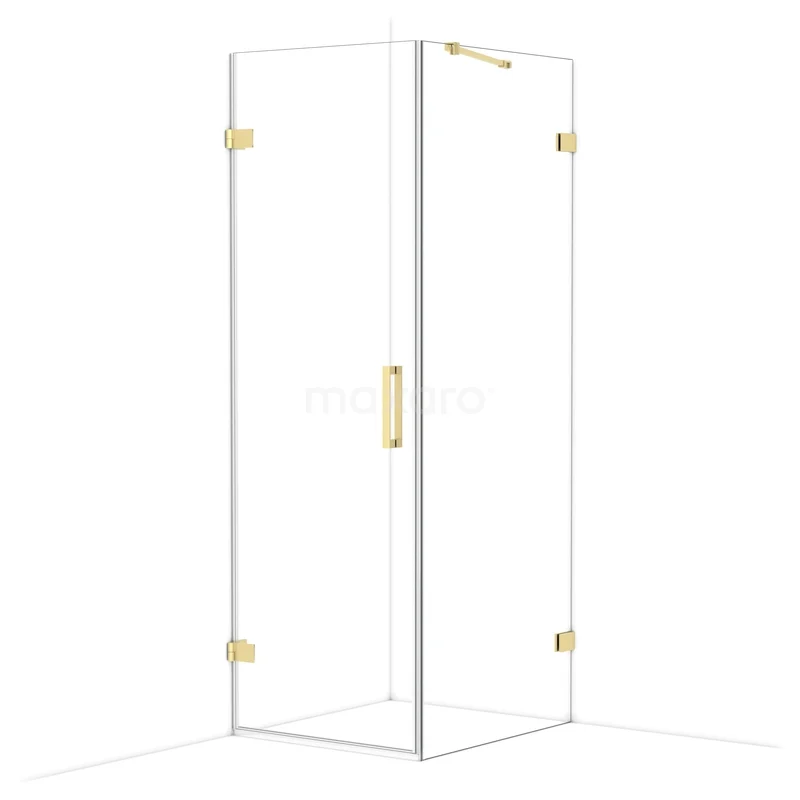 Diamond Douchecabine | 80x70 cm Lichtgoud Helder glas Draaideur Rechthoek CDA210708220LG