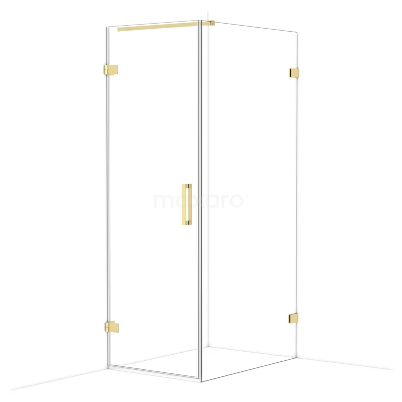 Diamond Douchecabine | 100x70 cm Lichtgoud Helder glas Draaideur Rechthoek CDA210710120LG