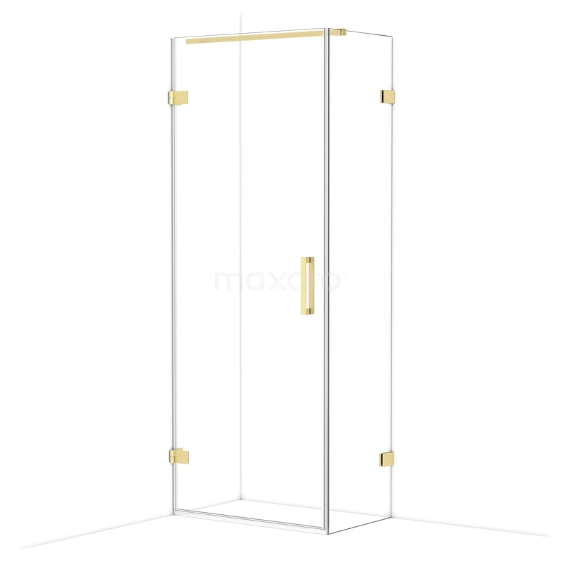 Diamond Douchecabine | 80x50 cm Lichtgoud Helder glas Draaideur Rechthoek CDA210805120LG