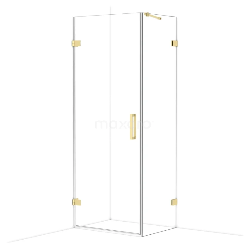 Diamond Shower enclosure | 80x60 cm Light gold Clear glass Pivot door Rectangle CDA210806220LG