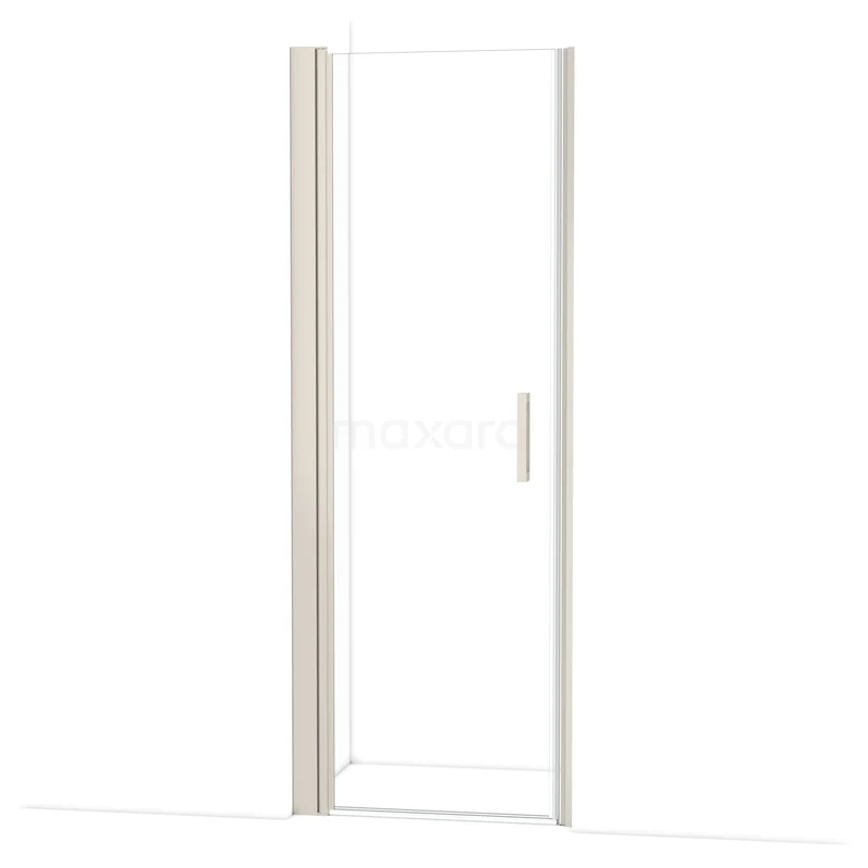 Glazen douchedeur met aluminium frame, strak design, helder glas en minimalistische handgreep voor een moderne badkamerstijl.