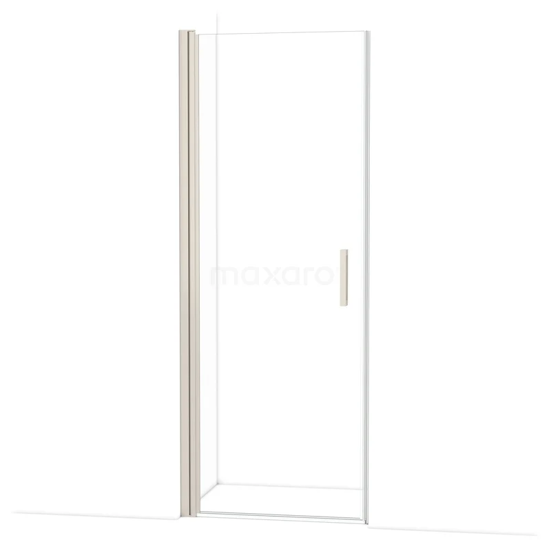 Clear glass shower door with aluminium frame, minimalist design, ideal for modern bathrooms.