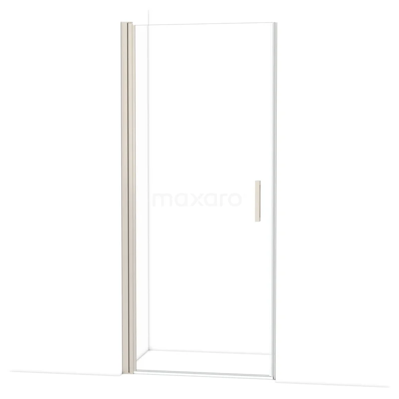 Glazen douchedeur met zilverkleurig aluminium frame, minimalistisch design, ideaal voor moderne badkamers.