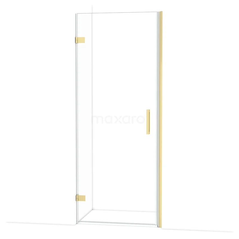 Glazen douchedeur met gouden accenten, strak design, ideaal voor een moderne badkamer.