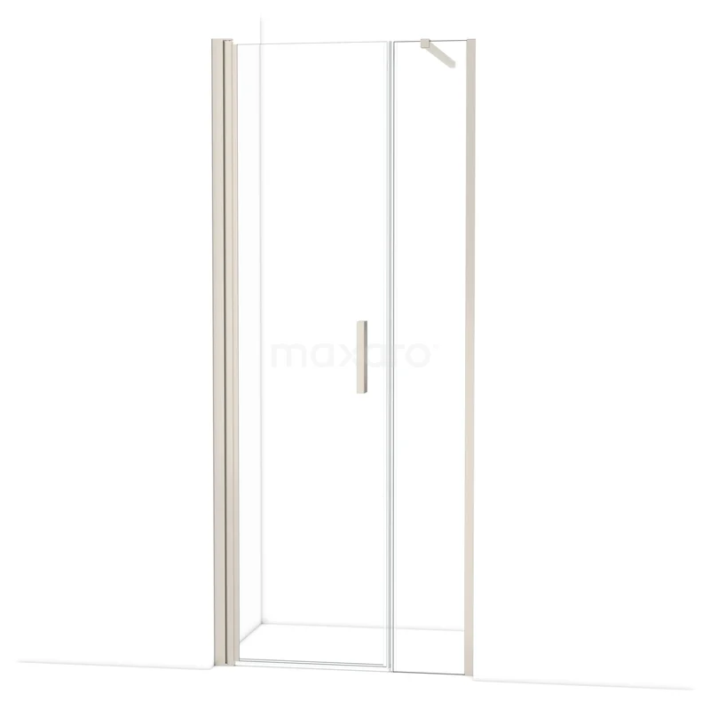 Product DDC106031110BR DDC106031110BR Duschtür mit Klarglas und weißem Aluminiumrahmen, ausgestattet mit einem eleganten Haltegriff, ideal für ein modernes Badezimmer.