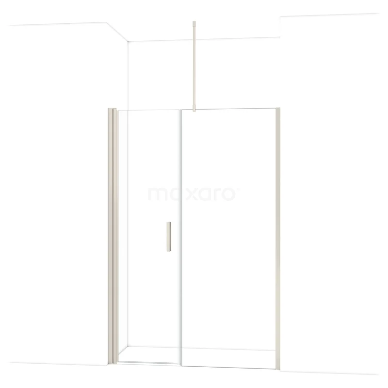 Glazen douchedeur met strak design, schuifmechanisme en zilveren profiel, perfect voor een moderne badkamer.