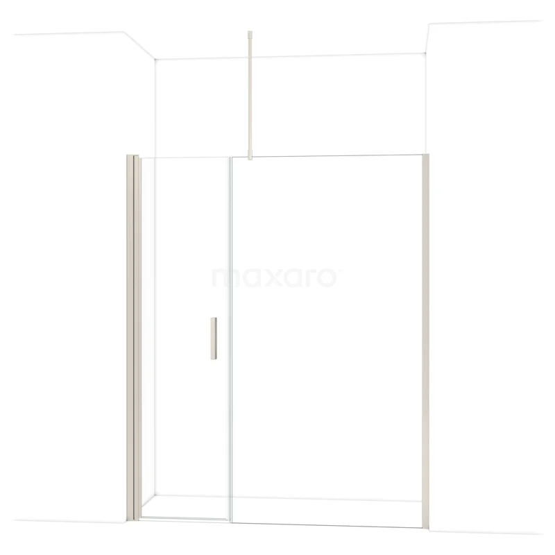 Matglazen douchewand met schuifdeur, strak aluminium frame, ideaal als moderne badkamergarnituur voor een ruimtelijk effect.