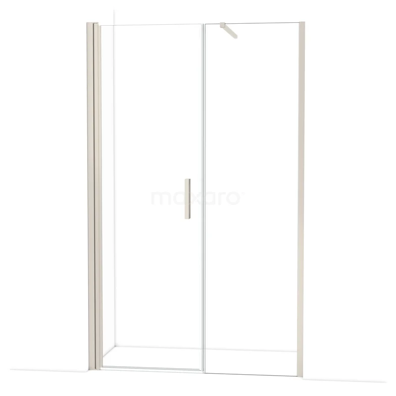 Douchedeur van helder glas met aluminium frame, draaideur design, perfect voor moderne badkamers.