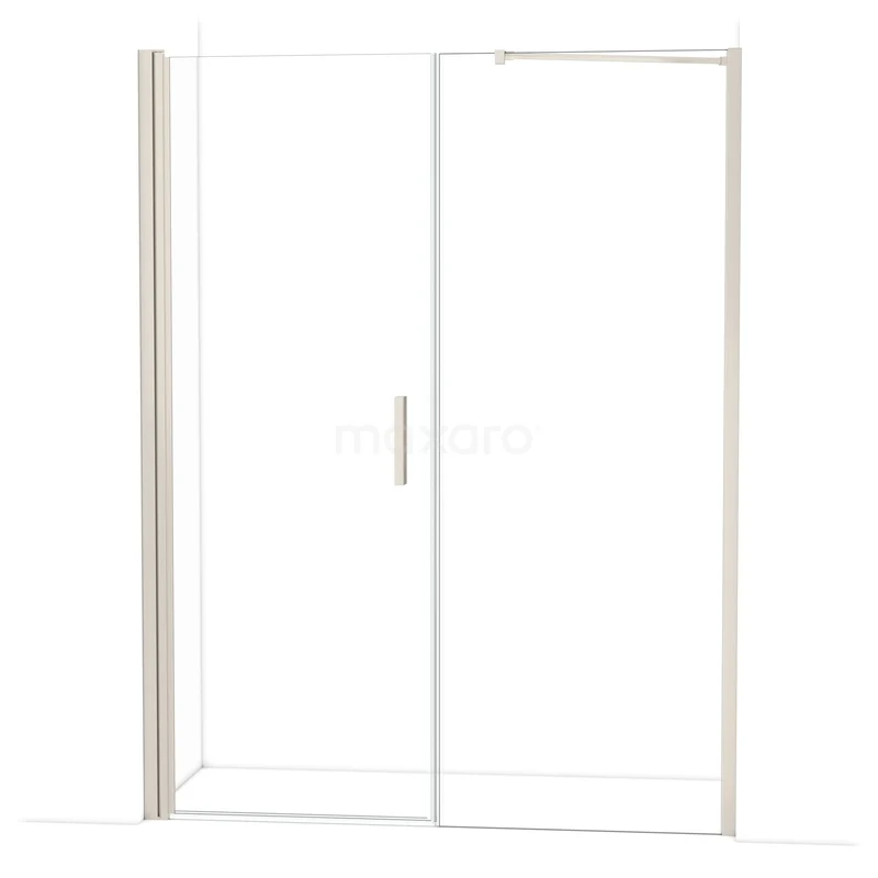 Glazen douchedeur met schuiffunctie, helder glas, aluminium profiel, minimalistisch design, ideaal voor een moderne badkamer.