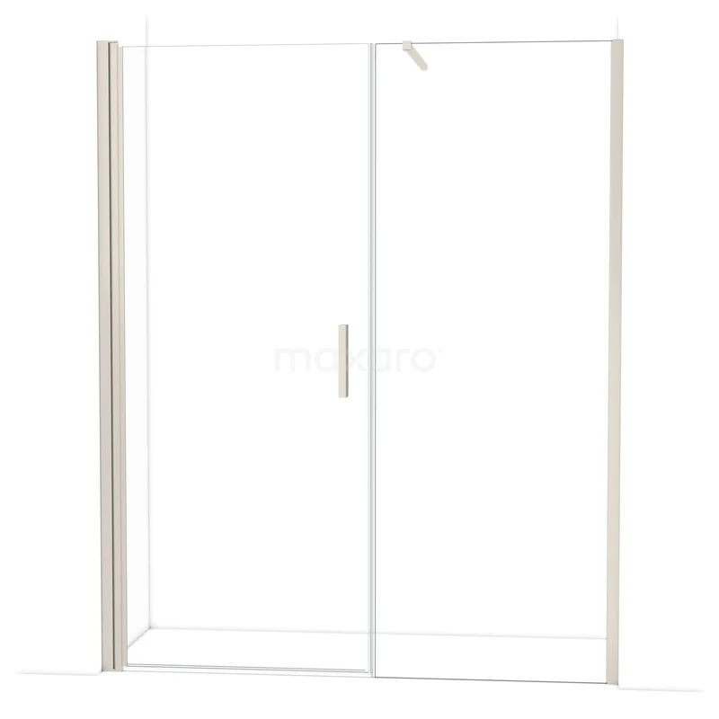 Glass shower door with aluminium frame, sliding mechanism and minimalist design; ideal for a modern bathroom.