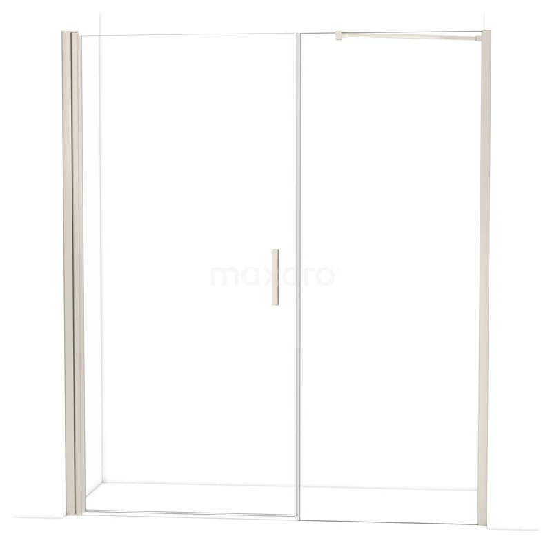 Glazen douchewand met draaideur, transparant design, aluminium profielen, ideaal voor een moderne badkamerinrichting.
