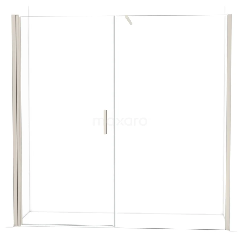 Glazen douchewand met schuifdeur, helder glas, aluminium profiel, geschikt voor moderne badkamers, duurzaam en ruimtebesparend ontwerp.