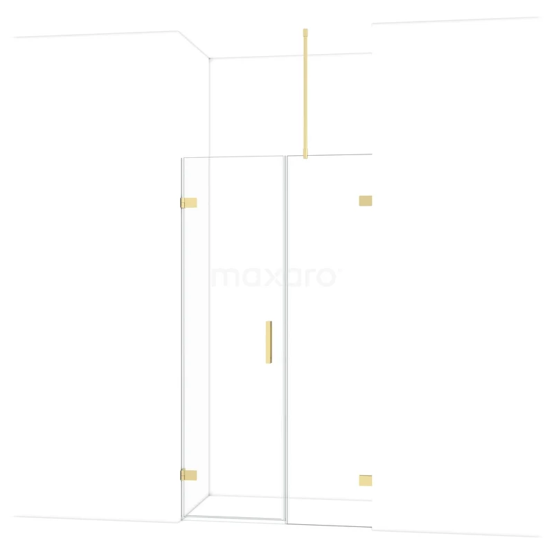 Diamond Douchedeur | 105 cm Lichtgoud Helder glas Draaideur DDC210605720LG Glazen douchedeur met messing details, strak design en minimalistisch frame, perfect voor een moderne badkamer.