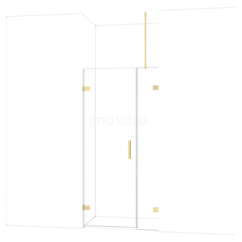 Diamond Douchedeur | 95 cm Lichtgoud Helder glas Draaideur DDC210703720LG Glazen douchewand met deur, transparant, mat goudkleurige accenten, premium serie, stijlvol voor moderne badkamers.