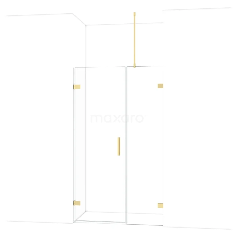 Diamond Shower door | 115 cm Light gold Clear glass Pivot door DDC210705720LG Glass shower screen with gold accents, minimalist design, ideal for a modern bathroom.