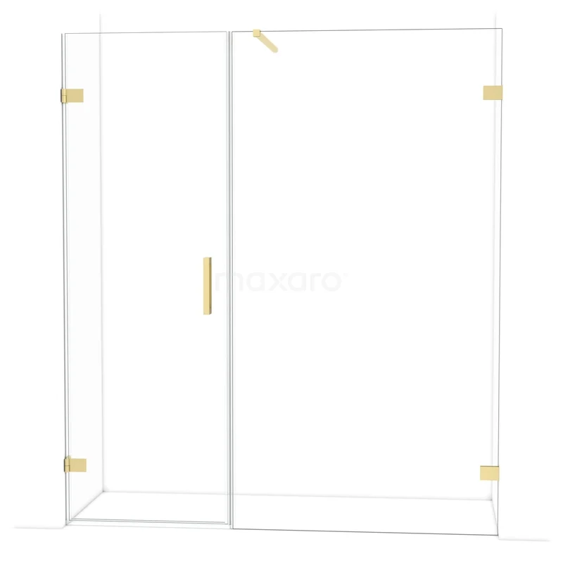 Diamond Shower door | 175 cm Light gold Clear glass Pivot door DDC210711120LG Glass shower screen with gold accents, minimalist design, ideal for modern bathroom decor.