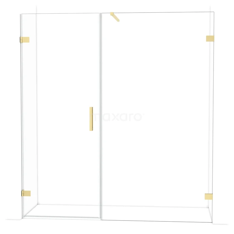 Diamond Shower door | 185 cm Light gold Clear glass Pivot door DDC210811120LG Glass shower screen with gold accents, modern finish, ideal for luxurious bathroom decor.