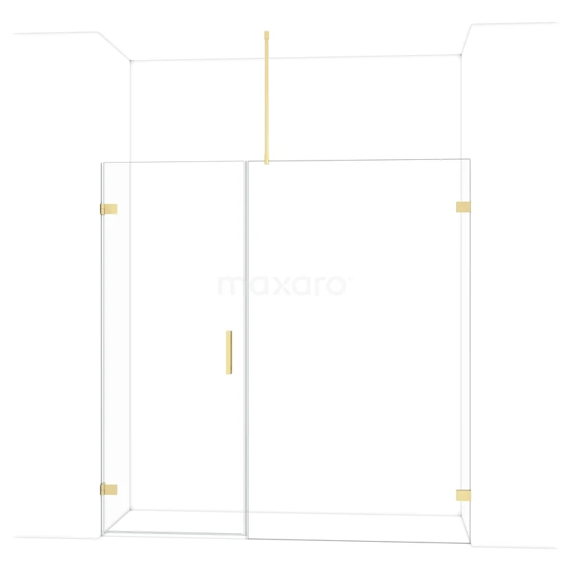 Diamond Douchedeur | 195 cm Lichtgoud Helder glas Draaideur DDC210812720LG Glazen douchewand met goudkleurige accenten, schuifdeur en modern design, ideaal voor een stijlvolle badkamer.