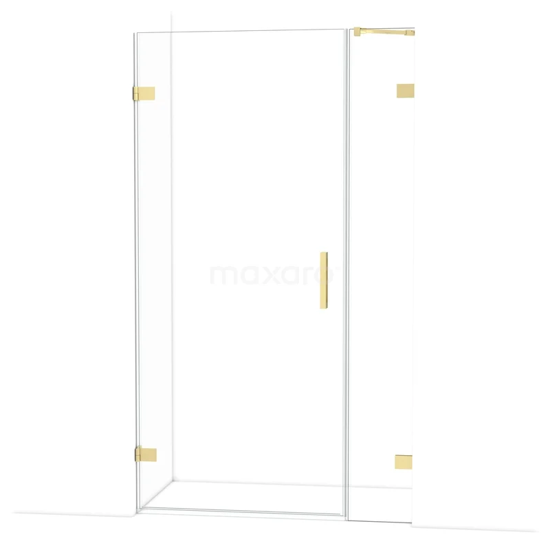 Diamond Shower door | 115 cm Light gold Clear glass Pivot door DDC210903220LG Shower door with gold-coloured hinges and handle, clear safety glass, luxurious design for modern bathrooms.