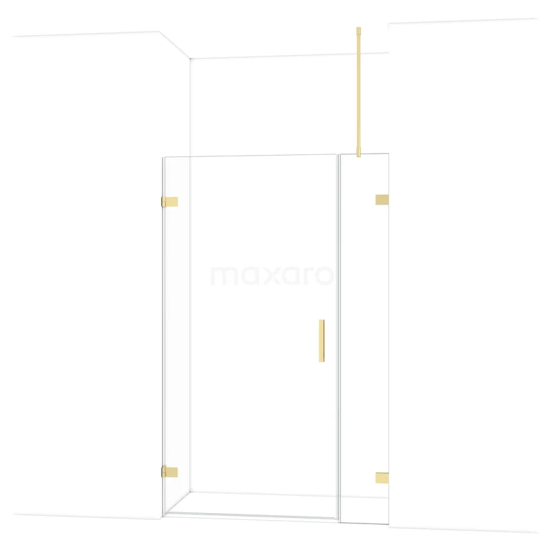 Diamond Douchedeur | 125 cm Lichtgoud Helder glas Draaideur DDC211003720LG Glazen douchedeur met gouden accenten, strak design geschikt voor moderne badkamers.