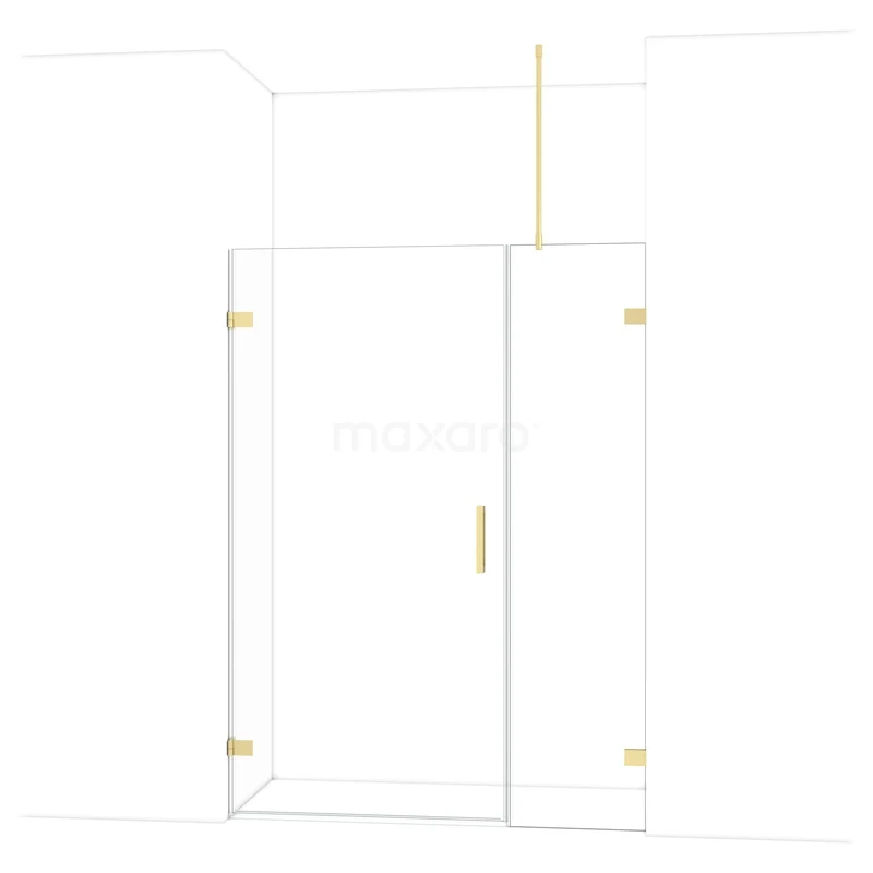 Diamond Shower door | 145 cm Light gold Clear glass Pivot door DDC211005720LG Gold shower screen with door, adjustable glass design, ideal for luxury bathroom design.