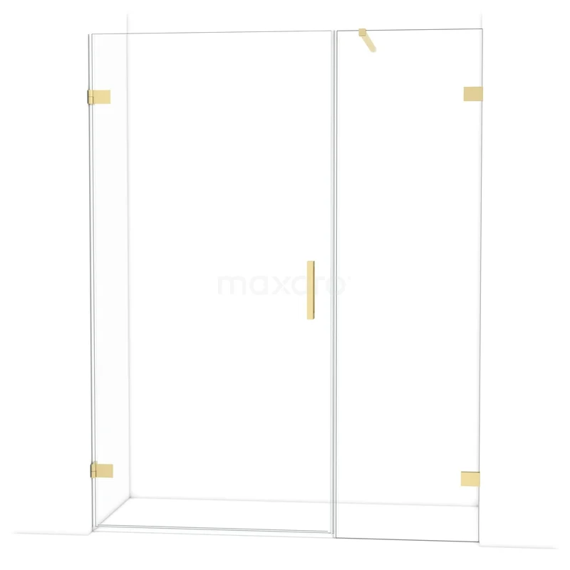 Diamond Duschtür | 155 cm Helles Gold Klarglas Drehtür DDC211006120LG Duschkabine mit Klarglas und goldenen Scharnieren, modernes Design für luxuriöse Bäder.
