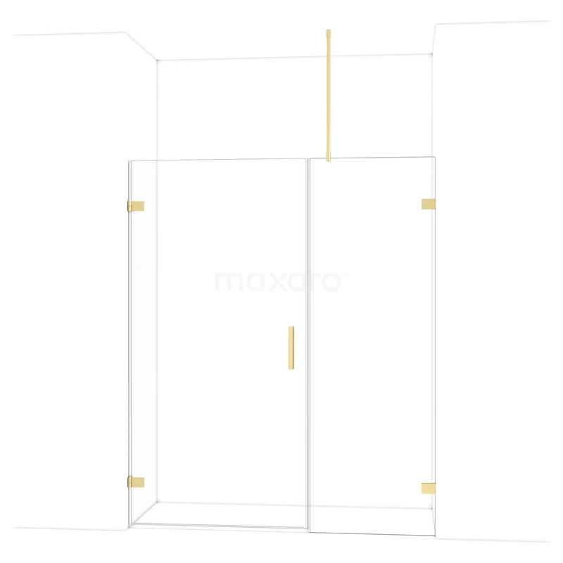 Diamond Shower door | 165 cm Light gold Clear glass Pivot door DDC211007720LG Glass shower door with gold accents, sleek design, perfect for a modern bathroom.