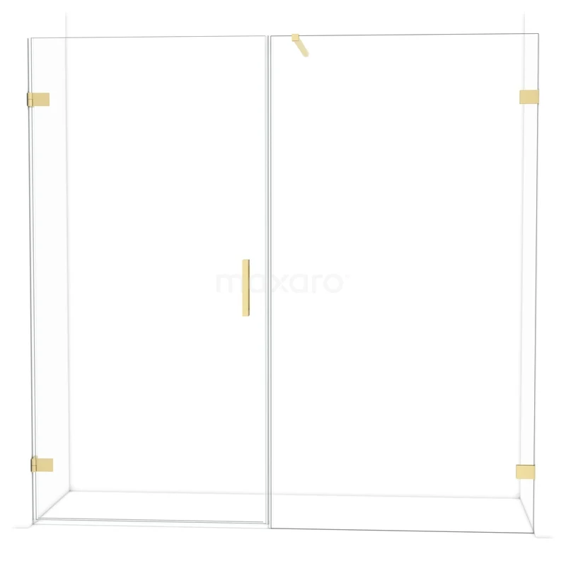 Diamond Douchedeur | 205 cm Lichtgoud Helder glas Draaideur DDC211011120LG Glazen douchewand met goudkleurige details, minimalistisch design, ideaal voor een moderne badkamer.