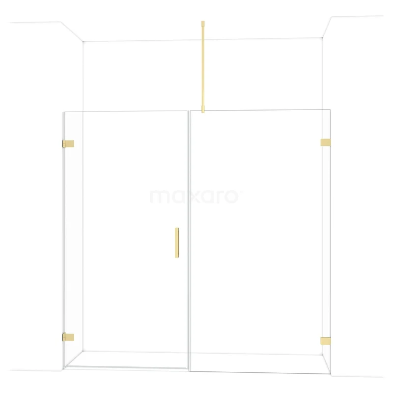 Diamond Douchedeur | 205 cm Lichtgoud Helder glas Draaideur DDC211011720LG Glazen douchewand met gouden accenten, minimalistisch design, perfect voor een stijlvolle badkamer uitstraling.