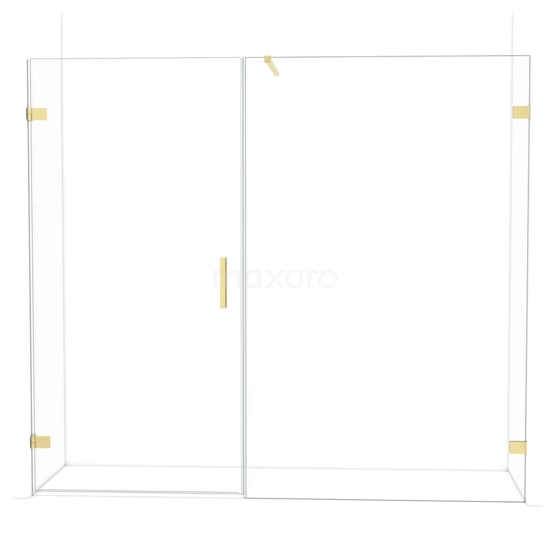 Diamond Douchedeur | 225 cm Lichtgoud Helder glas Draaideur DDC211013120LG Glazen douchewand met goudkleurige beslag, modern design, ideaal voor luxe badkamerinrichting, helder transparant glas.