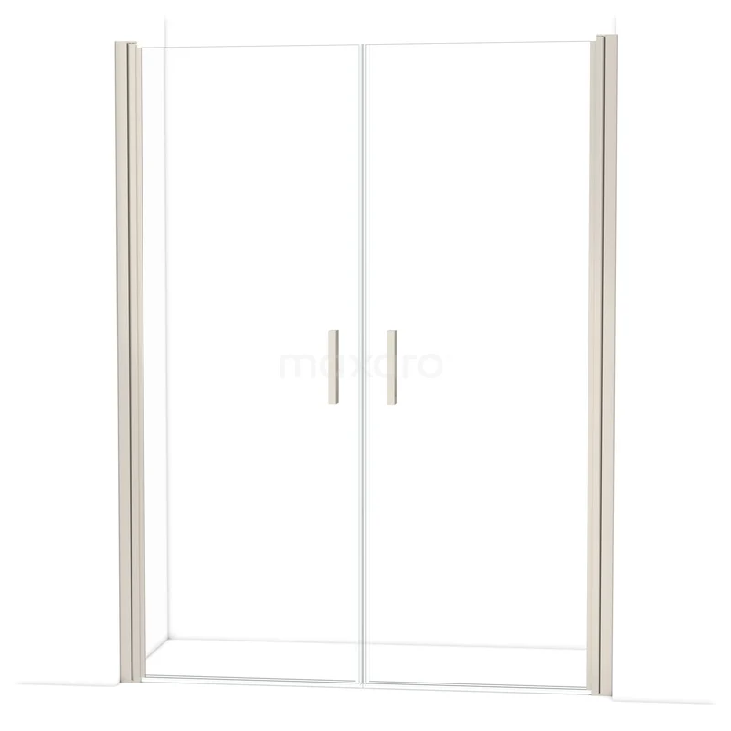 Glazen douchedeur met dubbele schuifpanelen, strakke aluminium omlijsting, ideaal voor een moderne badkamer.